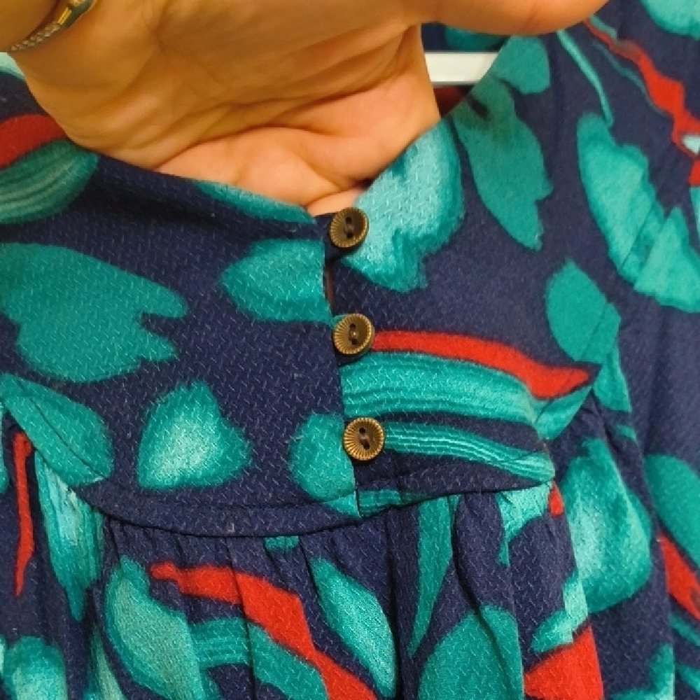 Teal and Red Floral Women's Blouse - Picture 5 of 14